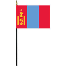 mongolia 4" x 6" staff mounted rayon flag