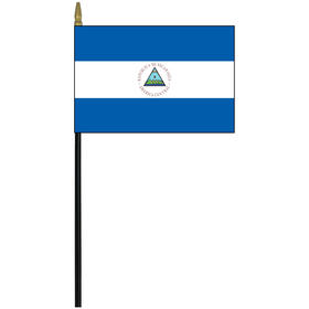 nicaragua w/ seal 4" x 6" staff mounted rayon flag