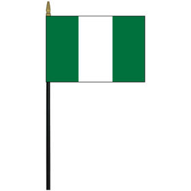 nigeria 4" x 6" staff mounted rayon flag