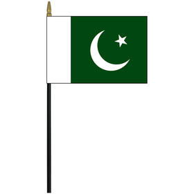 pakistan 4" x 6" staff mounted rayon flag