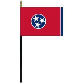 tennessee 4" x 6" staff mounted rayon flag