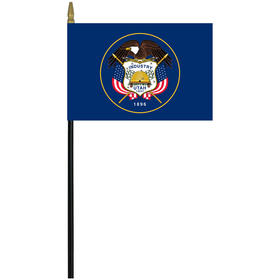 utah 4" x 6" staff mounted rayon flag