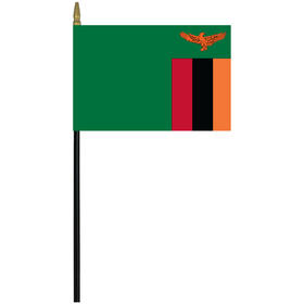 zambia 4" x 6" staff mounted rayon flag