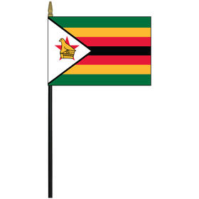 zimbabwe 4" x 6" staff mounted rayon flag