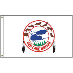 2' x 3' red lake ojibwe tribe flag w/ heading & grommets