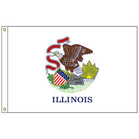 illinois 12" x 18" nylon flag with heading and grommets