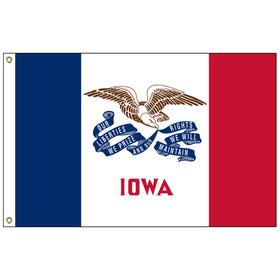 iowa 12" x 18" nylon flag with heading and grommets