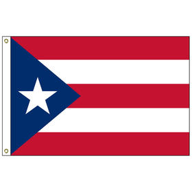 puerto rico 12" x 18" nylon flag with heading and grommets