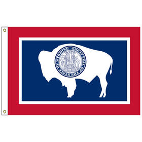 wyoming 12" x 18" nylon flag with heading and grommets