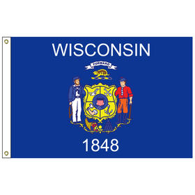 wisconsin 2' x 3' nylon flag with heading and grommets