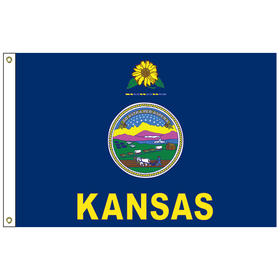 kansas 5' x 8' nylon flag w/ heading & grommets