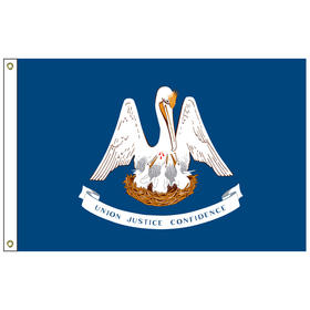 louisiana 5' x 8' nylon flag w/ heading & grommets