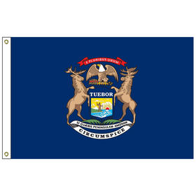 michigan 5' x 8' nylon flag w/ heading & grommets
