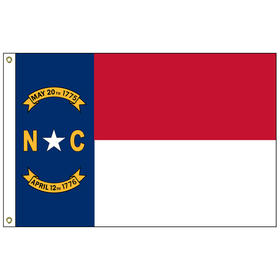north carolina 5' x 8' nylon flag w/ heading & grommets