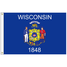 wisconsin 5' x 8' nylon flag w/ heading & grommets
