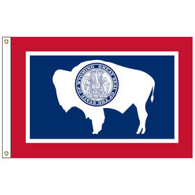 wyoming 5' x 8' nylon flag w/ heading & grommets