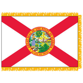 Florida 3' x 5' Indoor Nylon Flag w/ Pole Sleeve & Fringe
