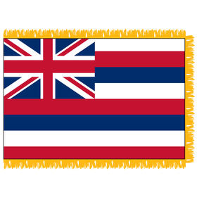 hawaii 3' x 5' indoor nylon flag w/ pole sleeve & fringe