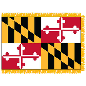 Maryland 3' x 5' Indoor Nylon Flag w/ Pole Sleeve & Fringe