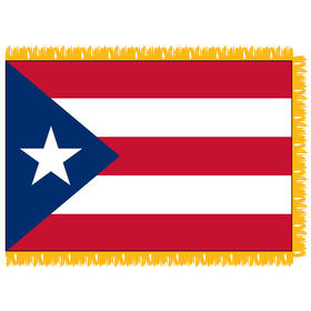 puerto rico 4' x 6' indoor nylon flag w/pole sleeve & fringe