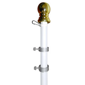 5' White Aluminum Spinner Pole- Ball Top
