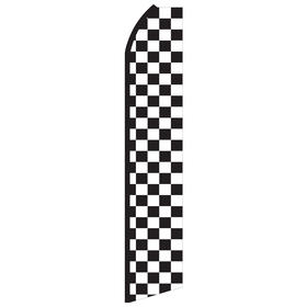 12' digitally printed black/white checkered swooper  banner