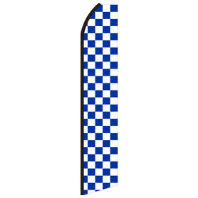 12' digitally printed blue/white checkered swooper  banner