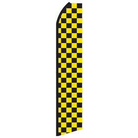 12' digitally printed black/yellow checkered swooper banner