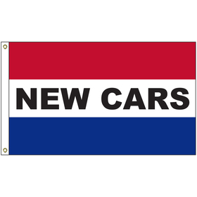 new cars 3' x 5' message flag with heading and grommets