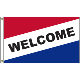 welcome diagonal 3' x 5' message flag w/ heading & grommets