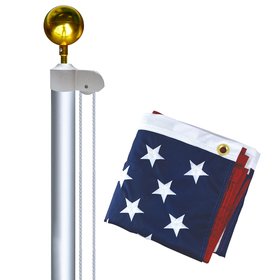 16' aluminum sectional flagpole with flag