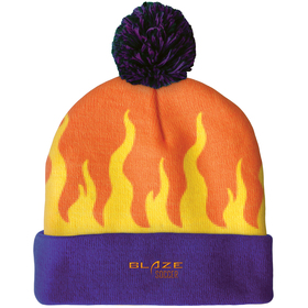 Knit Beanie with Pom and Cuff (Embroidery Logo)