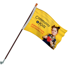 promotional flag kit with 2' x 3' flag and silver bracket