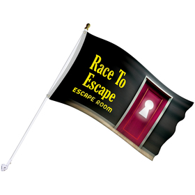 promotional flag kit with 3' x 5' flag and white bracket