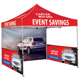 10' square tent w/ 1 full double sided wall & two half walls