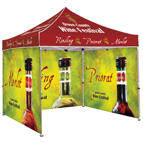10' square tent with three full double sided walls