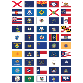 complete set of states 4' x 6' nylon flags with heading