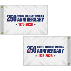 2' x 3' Double Sided White America 250 Anniversary Flag