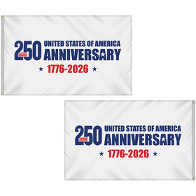 5' x 8' Double Sided White America 250 Anniversary Flag