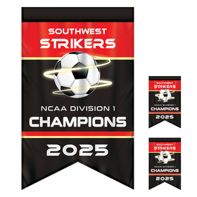 2' x 3' championship banner double sided dove tail cut