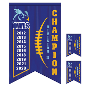 4' x 6' championship banner double sided dove tail cut