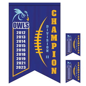 4' x 6' championship banner double sided dove tail cut