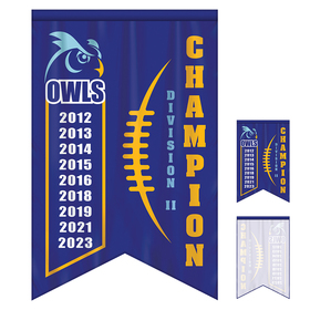 4' x 6' championship banner single sided dove tail cut