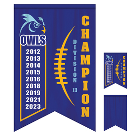 4' x 6' championship banner single sided with backliner dove tail cut
