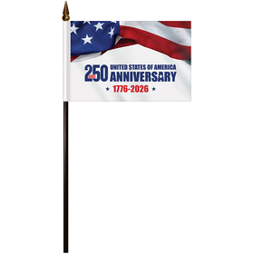 4" x 6" single reverse polyester stick flags