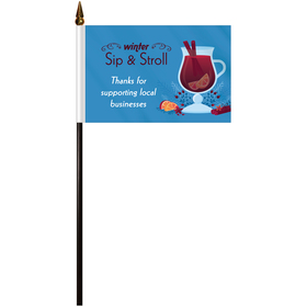 4" x 6" single reverse polyester stick flags