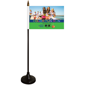 4" x 6" Single Reverse Stick Flag with Black Wooden Base