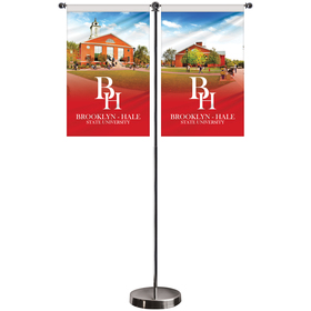 11-19.7" t style metal telescopic flagpole w/ 2 banners