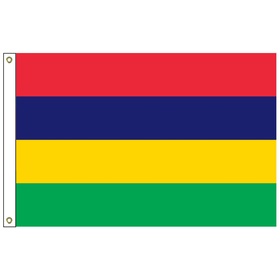 mauritius 3' x 5' outdoor nylon flag w/ heading & grommets