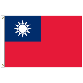china-taiwan 4' x 6' outdoor nylon flag w/heading & grommets